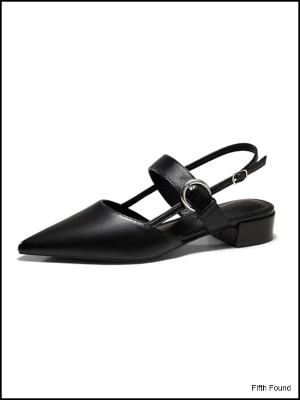 Womens Slingback Flats Chunky Low Heels Mary Jane Pointed Closed Toe Ankle